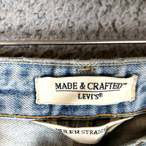 Levis Made & Crafted Size 31x34 Blue Tab Ruler Straight Light Wash Distressed - Picture 4 of 11